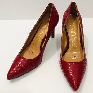 Calvin Klein red pointed toe heels 7 1/2